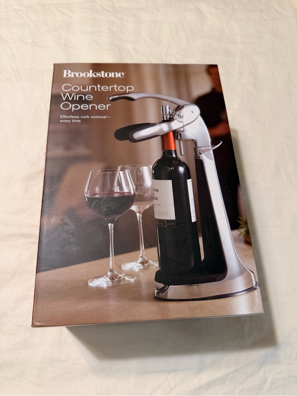 New Brookstone Silver and Black Countertop Wine Opener